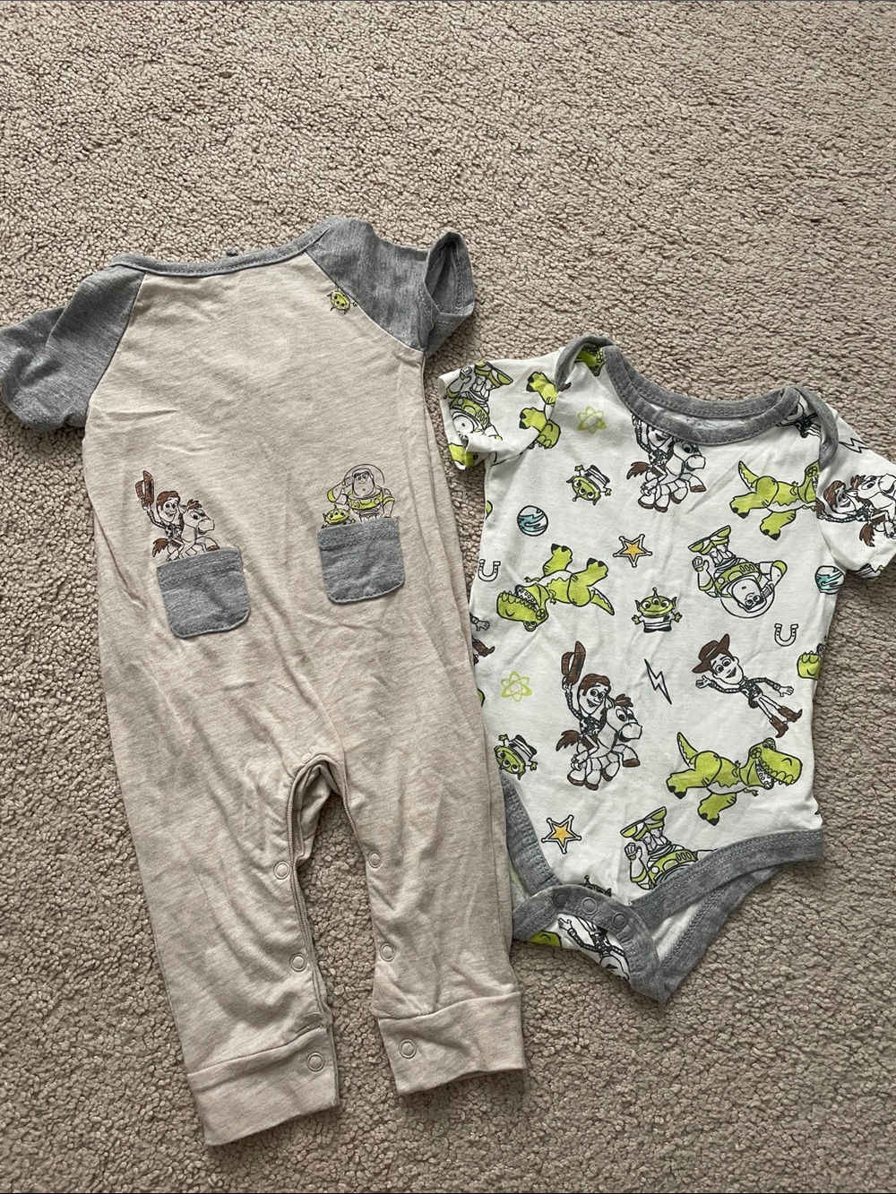 Gray & Green Baby One-Piece Set